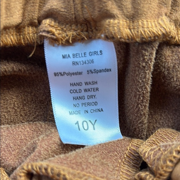 Mia Belle Girls Brown Fringe Suede Shorts - Picture 4 of 5